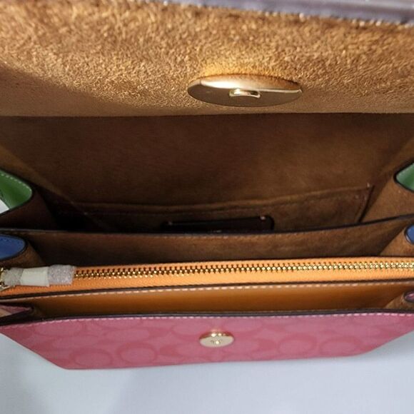 NWT COACH CA151 Signature Klare Crossbody Blocked Signature Canvas Miami - Picture 6 of 7